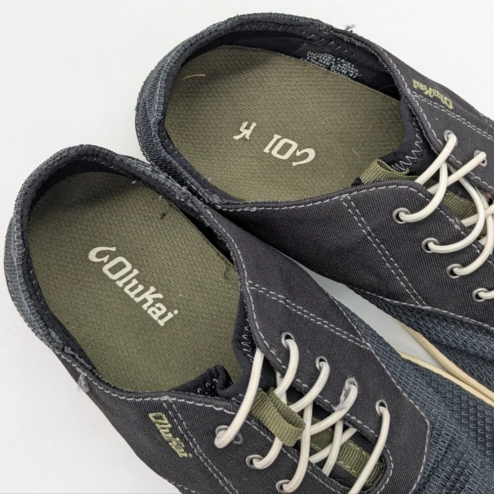 Olukai Nohea Moku Grey Mesh Boat Shoe 8